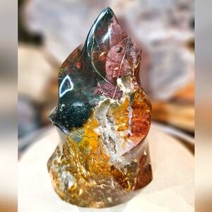Ocean Jasper Flame 4.6" Tall With Druzy!